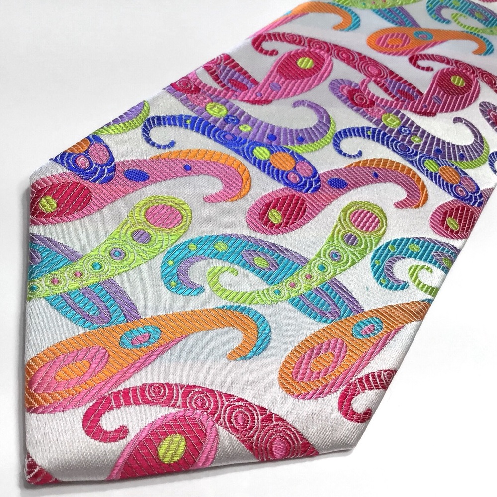 100% Silk Tie by Lawrence Ivey Multi-color Necktie - Picture 2 of 4